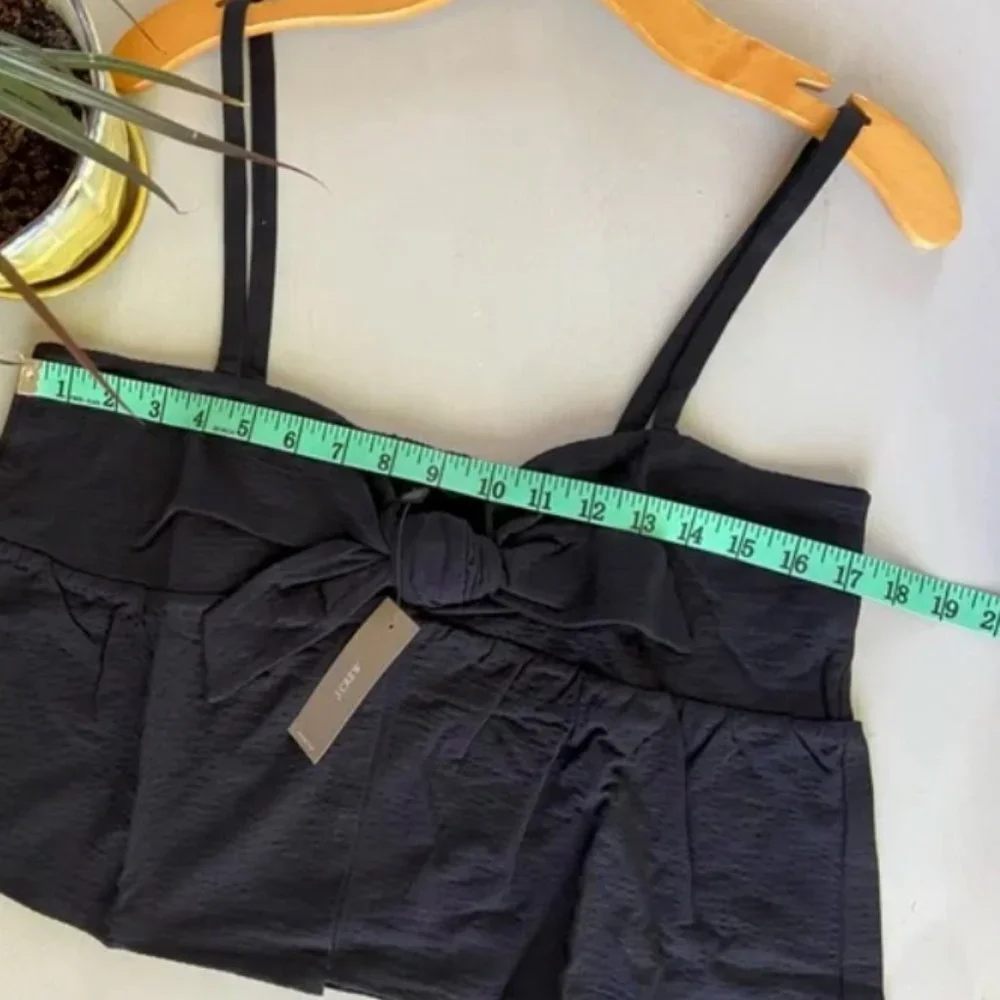 NWT Jcrew SEERSUCKER TIE-FRONT TOP in Black